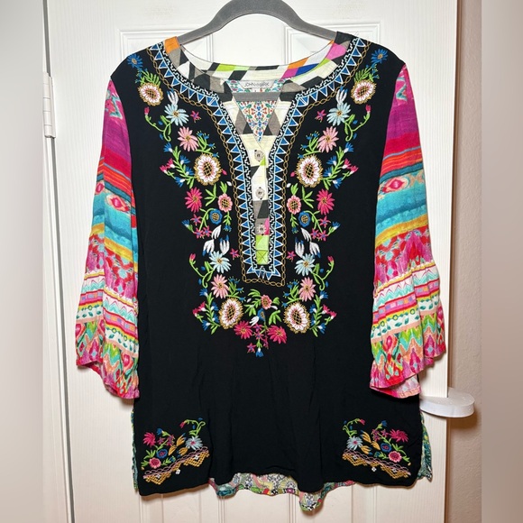 John Mark Embroidered Print Top Floral Multi Size L - Picture 3 of 9